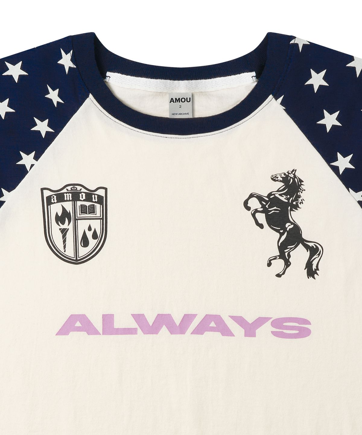 아모우(AMOU) Always Star Reglan T-shirts BLUE