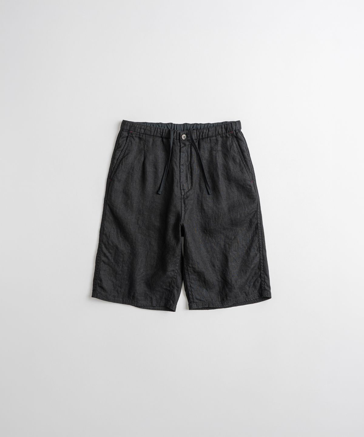 비헤비어(BEHEAVYER) DYED LINEN EASY 1/2 TROUSERS anthracite