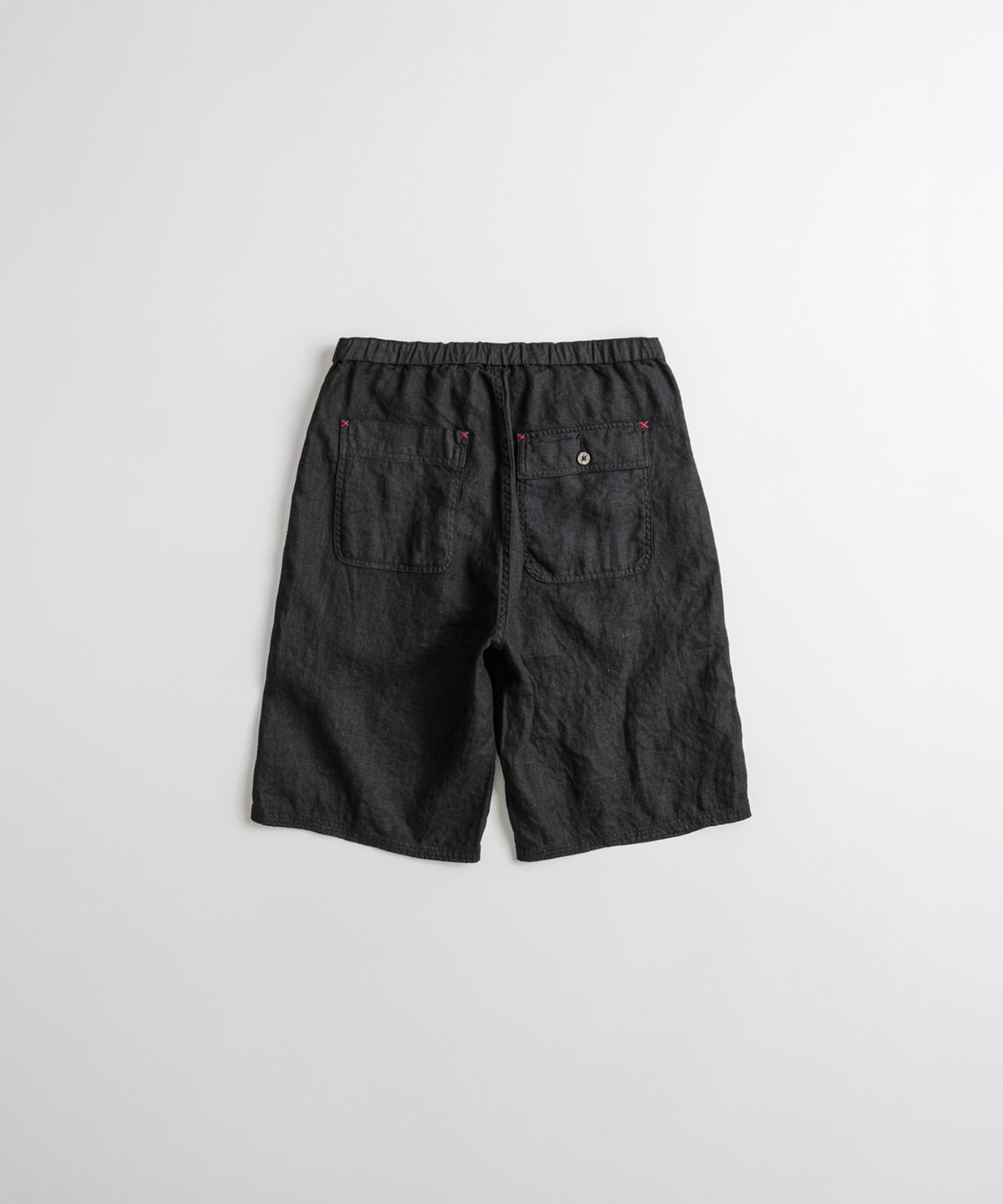 비헤비어(BEHEAVYER) DYED LINEN EASY 1/2 TROUSERS anthracite