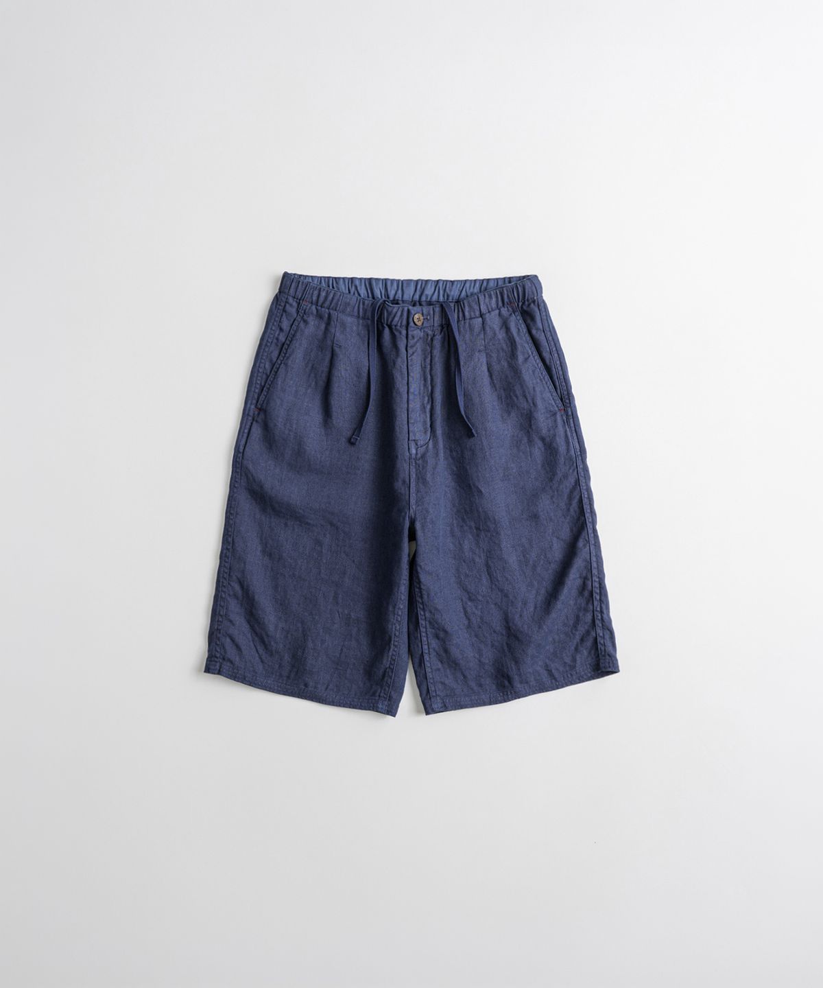 비헤비어(BEHEAVYER) DYED LINEN EASY 1/2 TROUSERS indigo