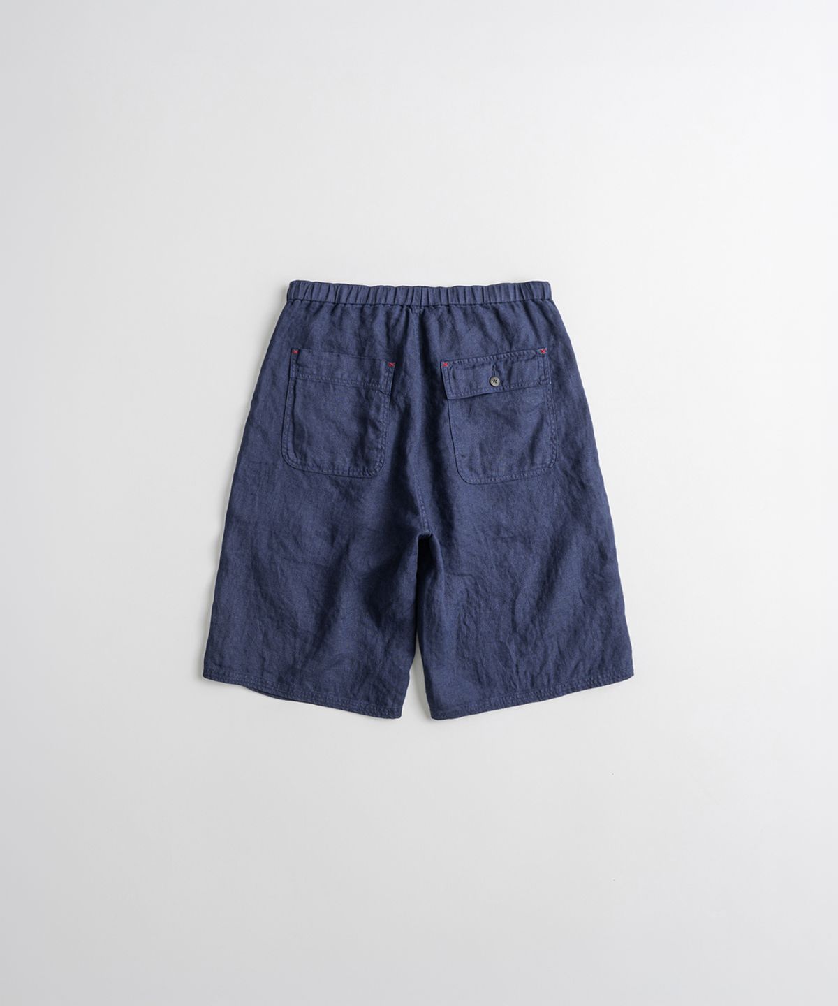 비헤비어(BEHEAVYER) DYED LINEN EASY 1/2 TROUSERS indigo