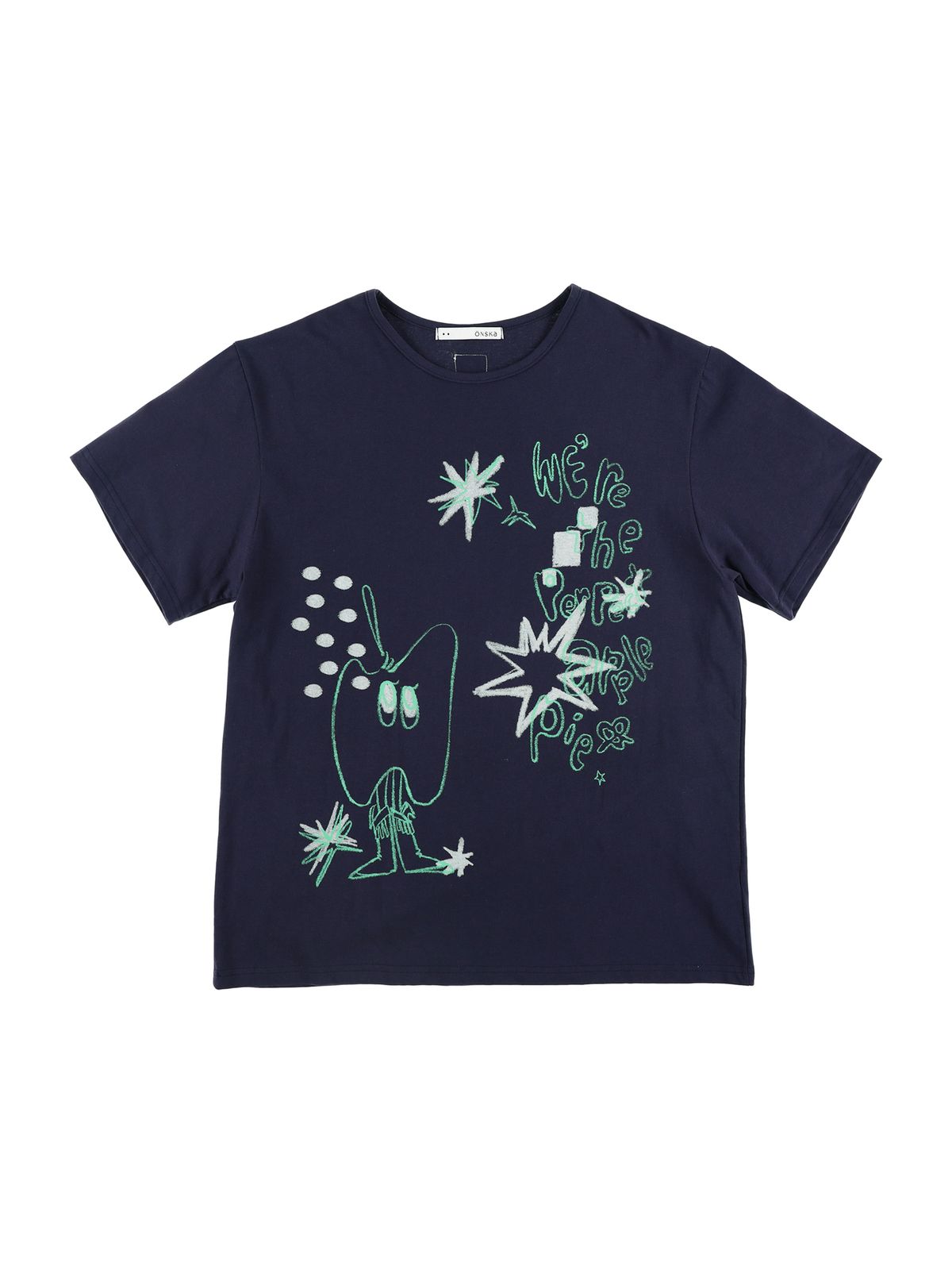 온스카(ONSKA) CRAYON FRUIT T-SHIRT (APPLE NAVY)
