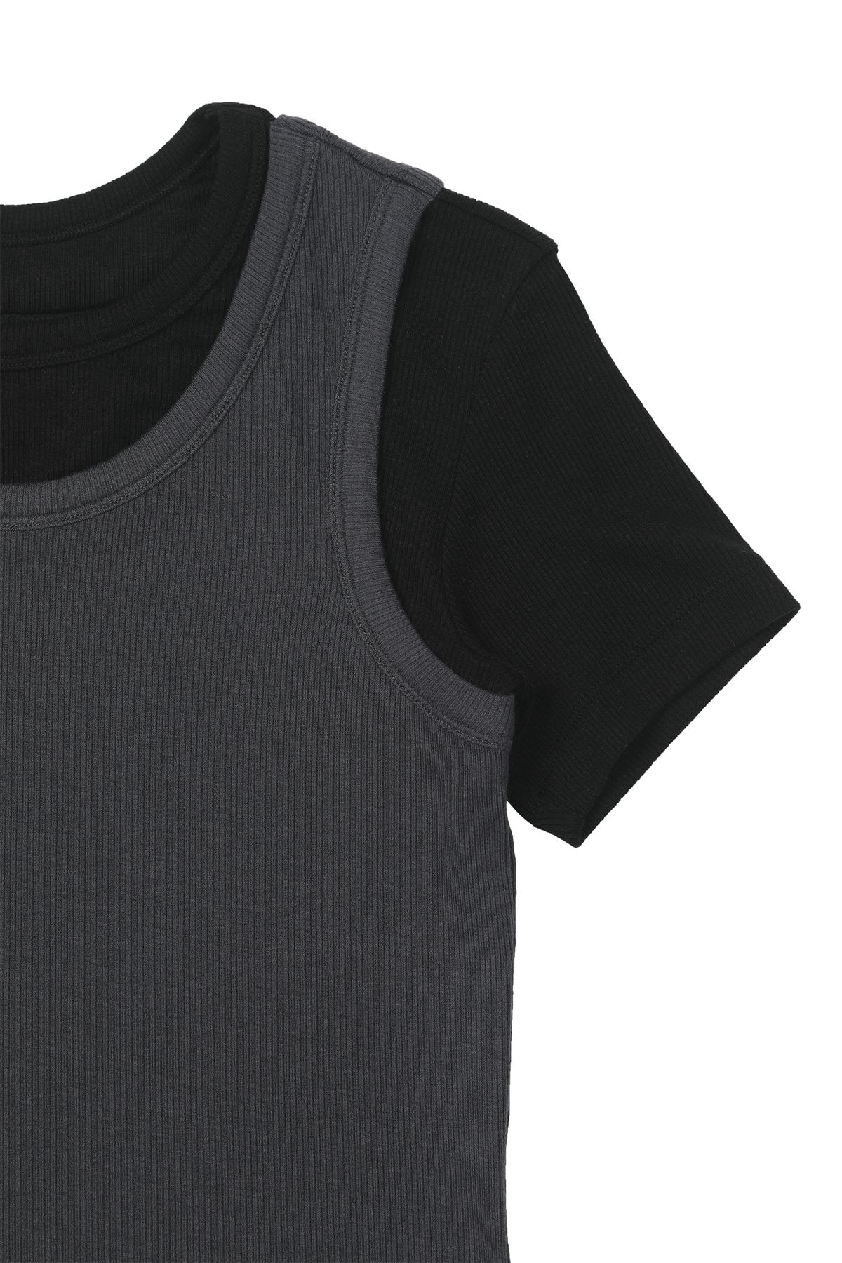 다이닛(DEINET) D-CONTRAST T-SHIRT IN CHARCOAL