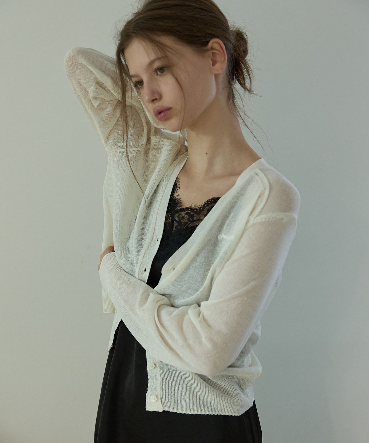 오픈도어스튜디오(OPENDOORSTUDIO) Linen blend summer cardigan Ivory