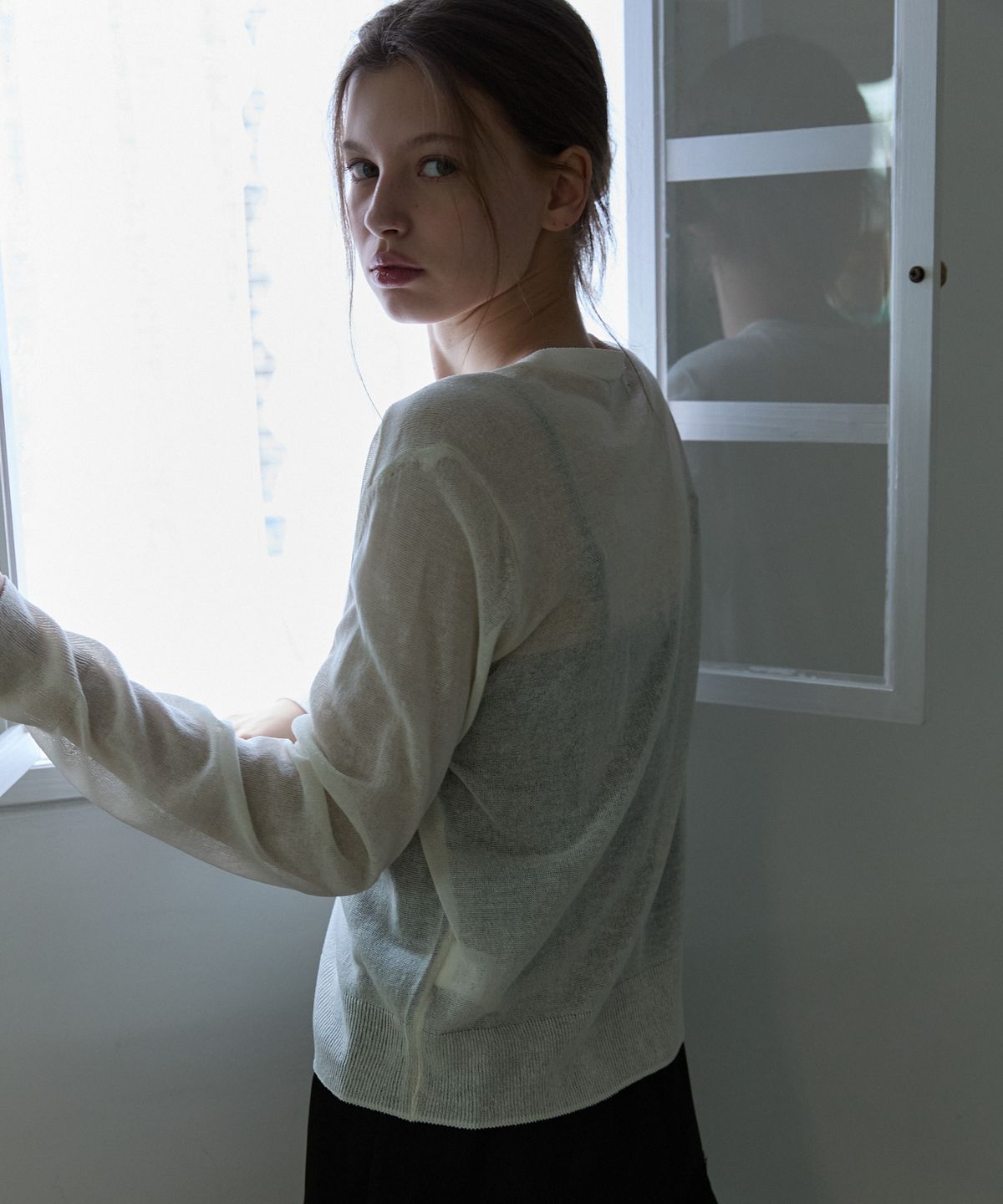 오픈도어스튜디오(OPENDOORSTUDIO) Linen blend summer cardigan Ivory