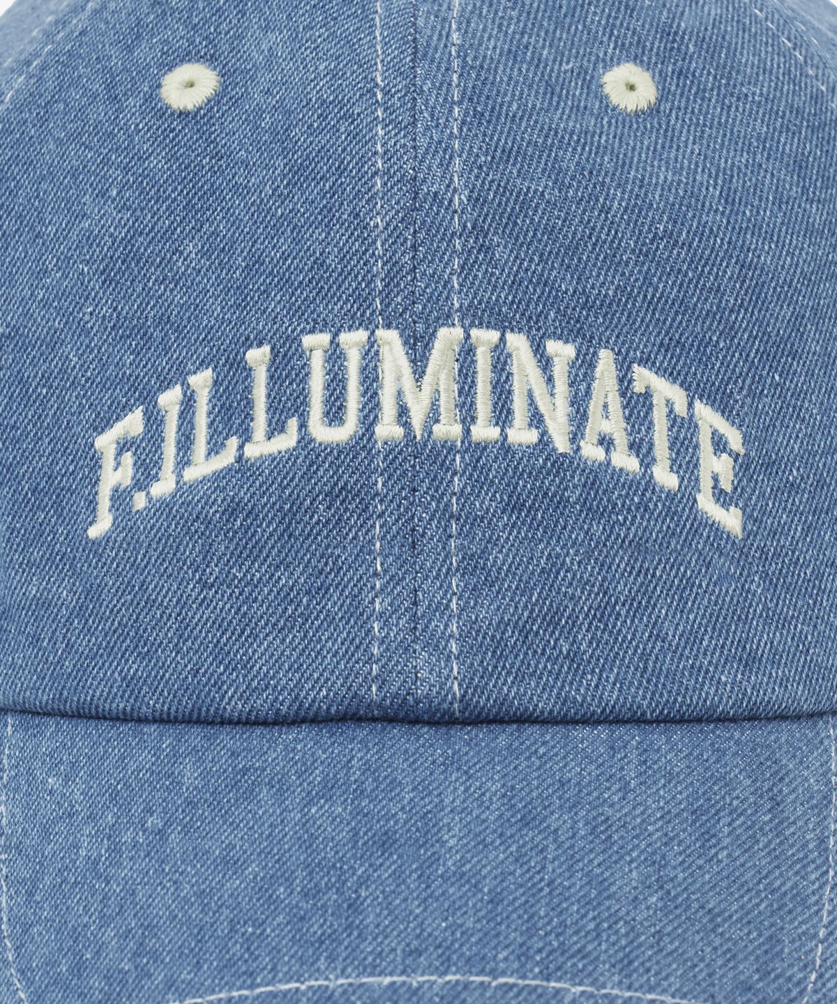 필루미네이트(FILLUMINATE) 에센셜 아치 로고 데님 볼캡-블루