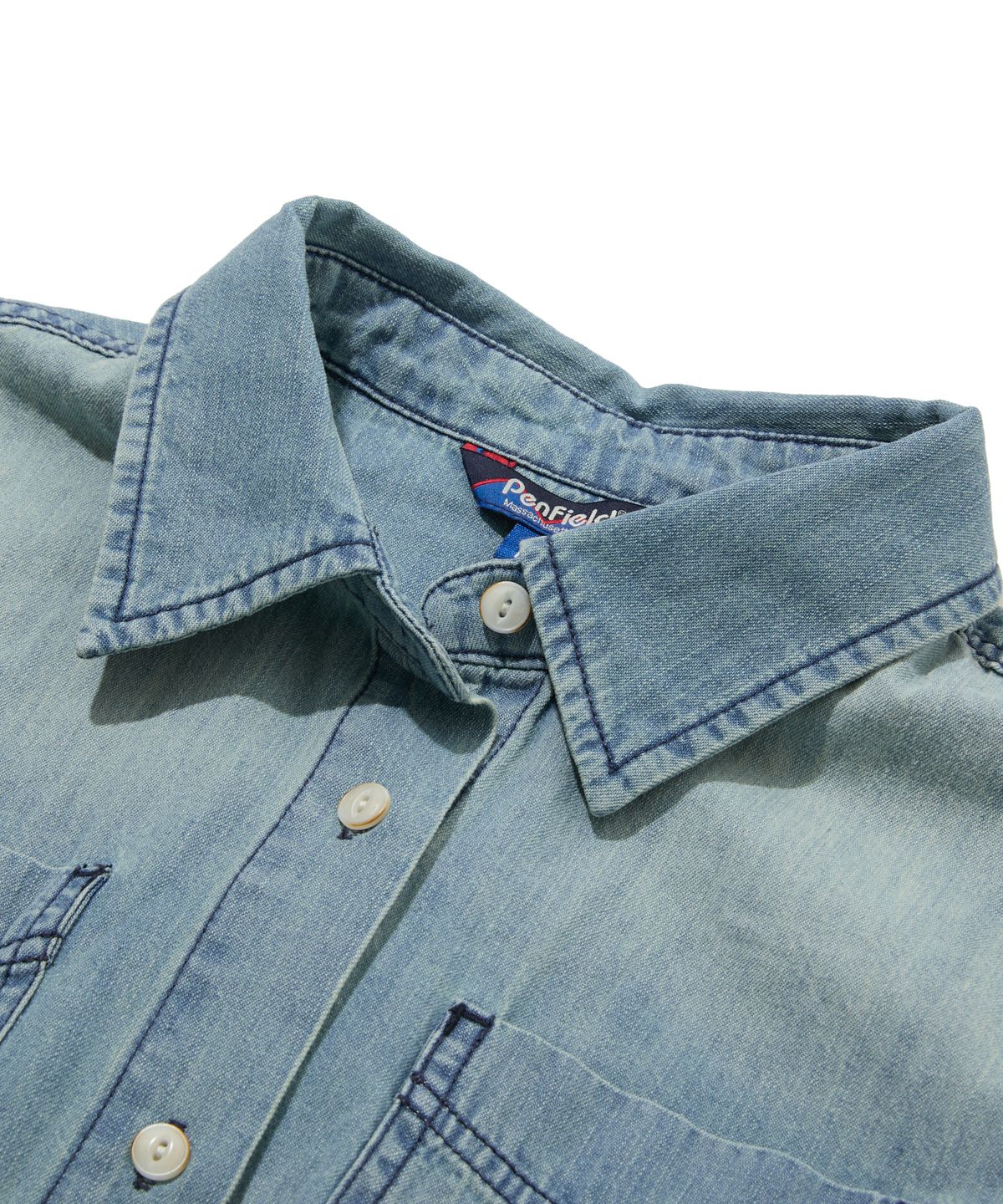 펜필드(PENFIELD) 데님 워싱 셔츠 원피스 인디고_FS2WS42F