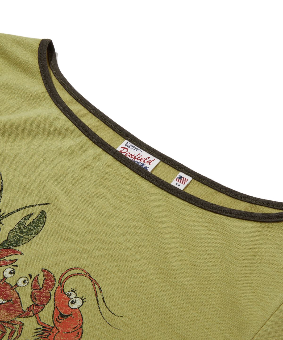 펜필드(PENFIELD) CRUSTACEAN 키치 아트워크 보트넥 여성 반팔티 그린_FS2KT90F