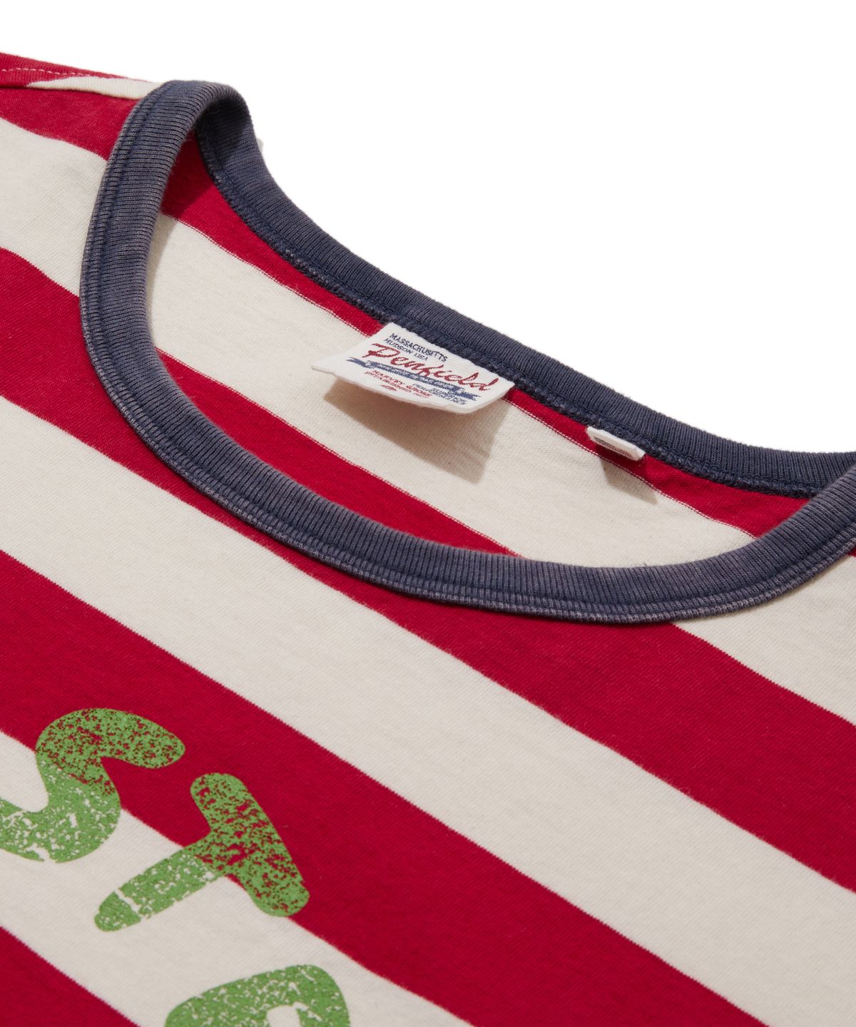 펜필드(PENFIELD) LOBSTER 키치 아트워크 스트라이프 반팔 티 레드_FS2KT39U