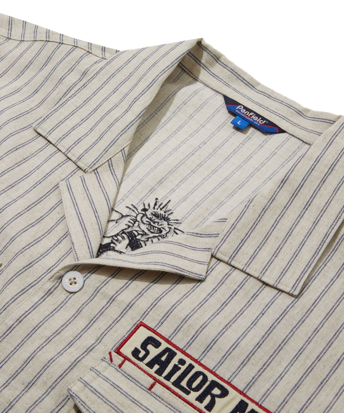 펜필드(PENFIELD) 세일러맨 린넨 하프 셔츠 베이지_FS2WR03U