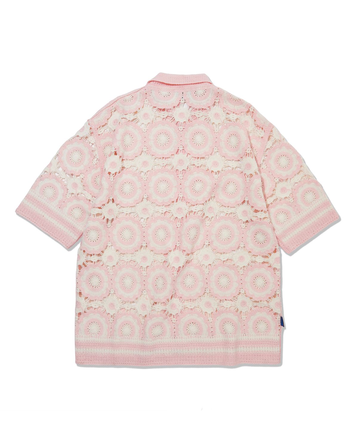 펜필드(PENFIELD) 리플리 크로쉐 니트 하프 셔츠 핑크_FS2NJ70U