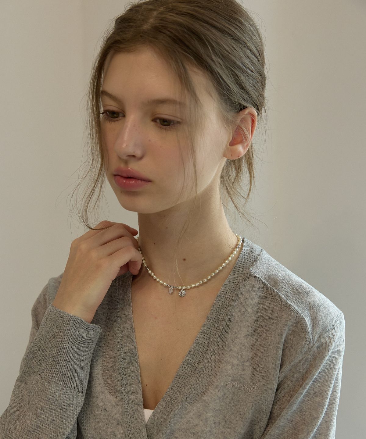오픈도어스튜디오(OPENDOORSTUDIO) Pearl gemstone necklace Silver