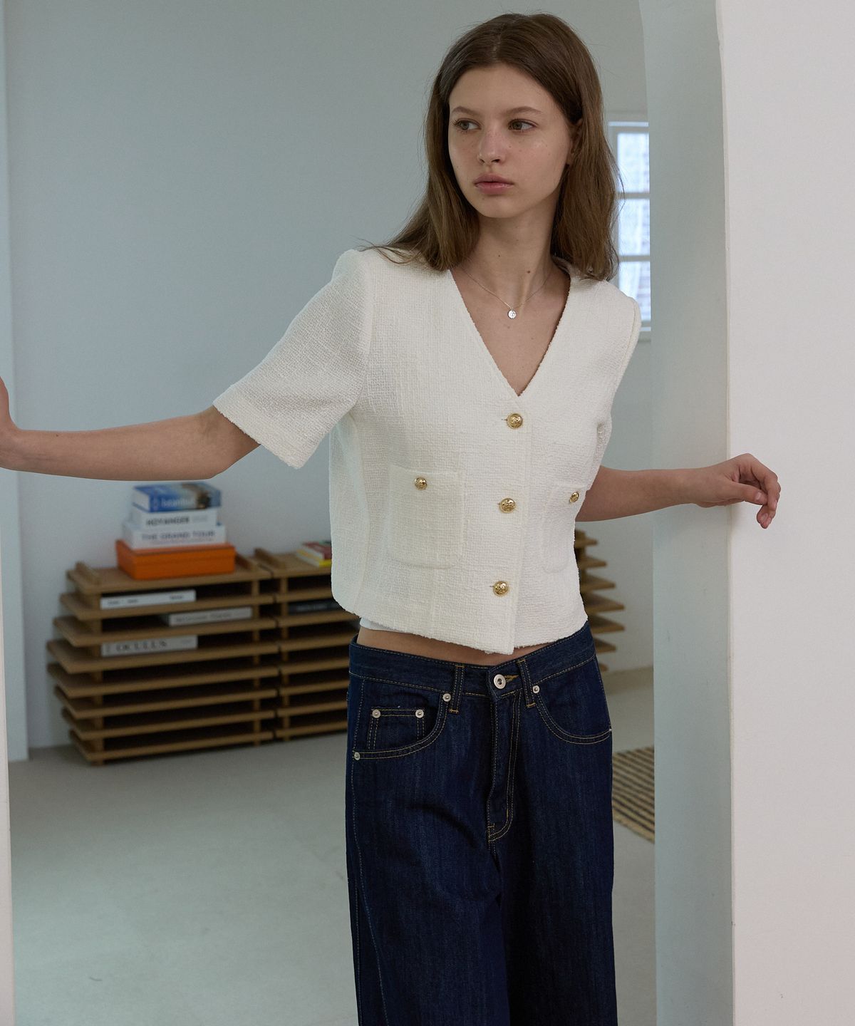 오픈도어스튜디오(OPENDOORSTUDIO) Summer tweed jacket Ivory