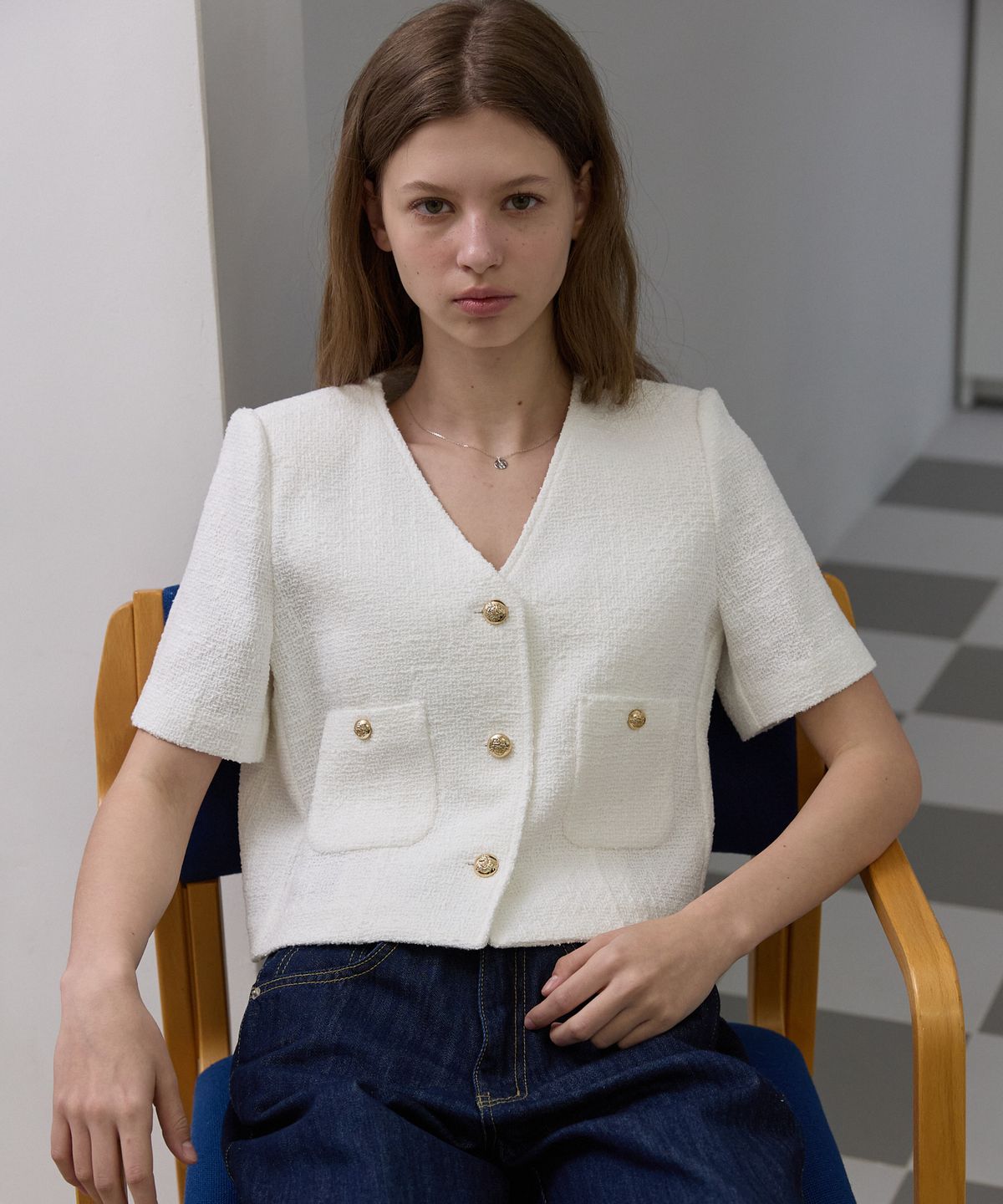 오픈도어스튜디오(OPENDOORSTUDIO) Summer tweed jacket Ivory