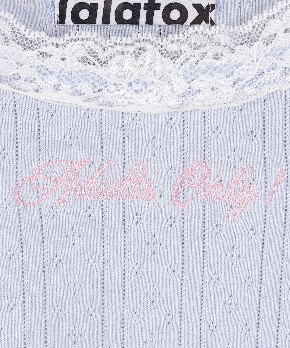 라라폭스(LALAFOX) LACE TRIM EYELET SLIM T-SHIRT SKY BLUE BS2CH018