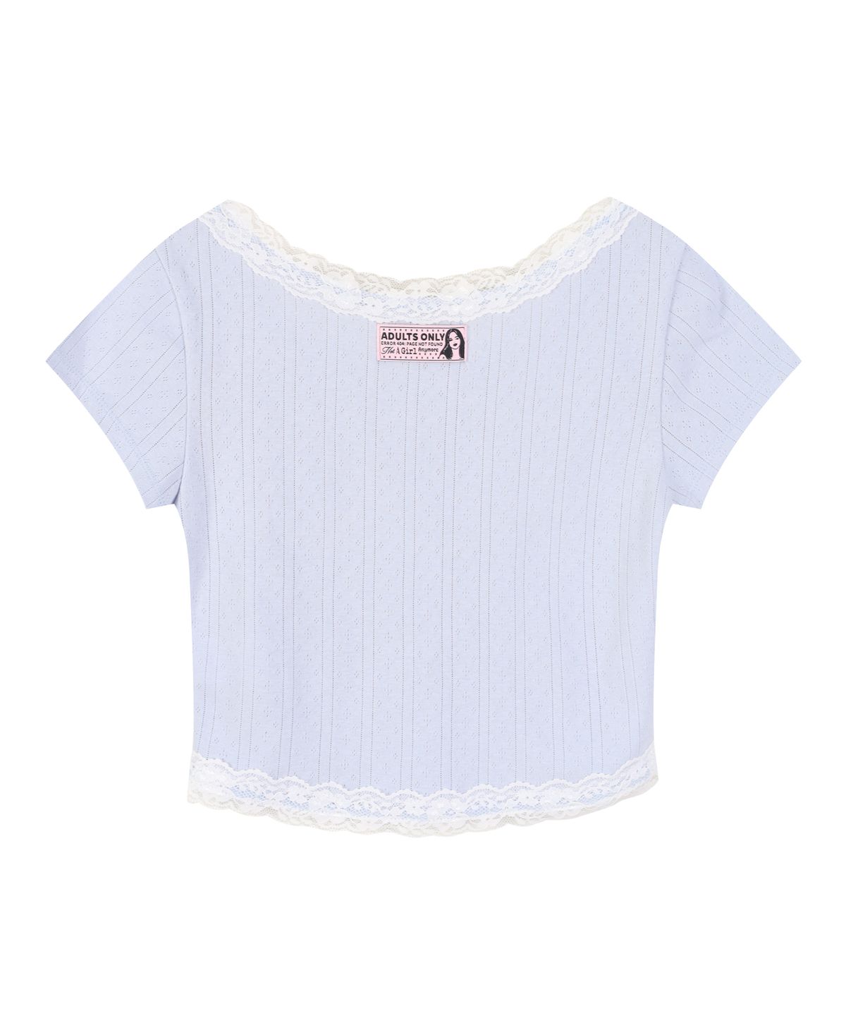 라라폭스(LALAFOX) LACE TRIM EYELET SLIM T-SHIRT SKY BLUE BS2CH018