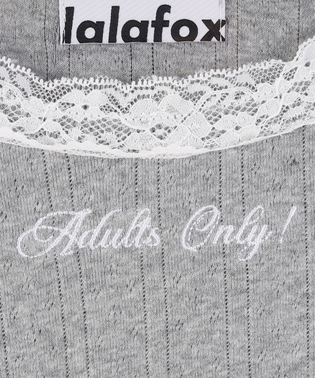 라라폭스(LALAFOX) LACE TRIM EYELET SLIM T-SHIRT GREY BS2CH017