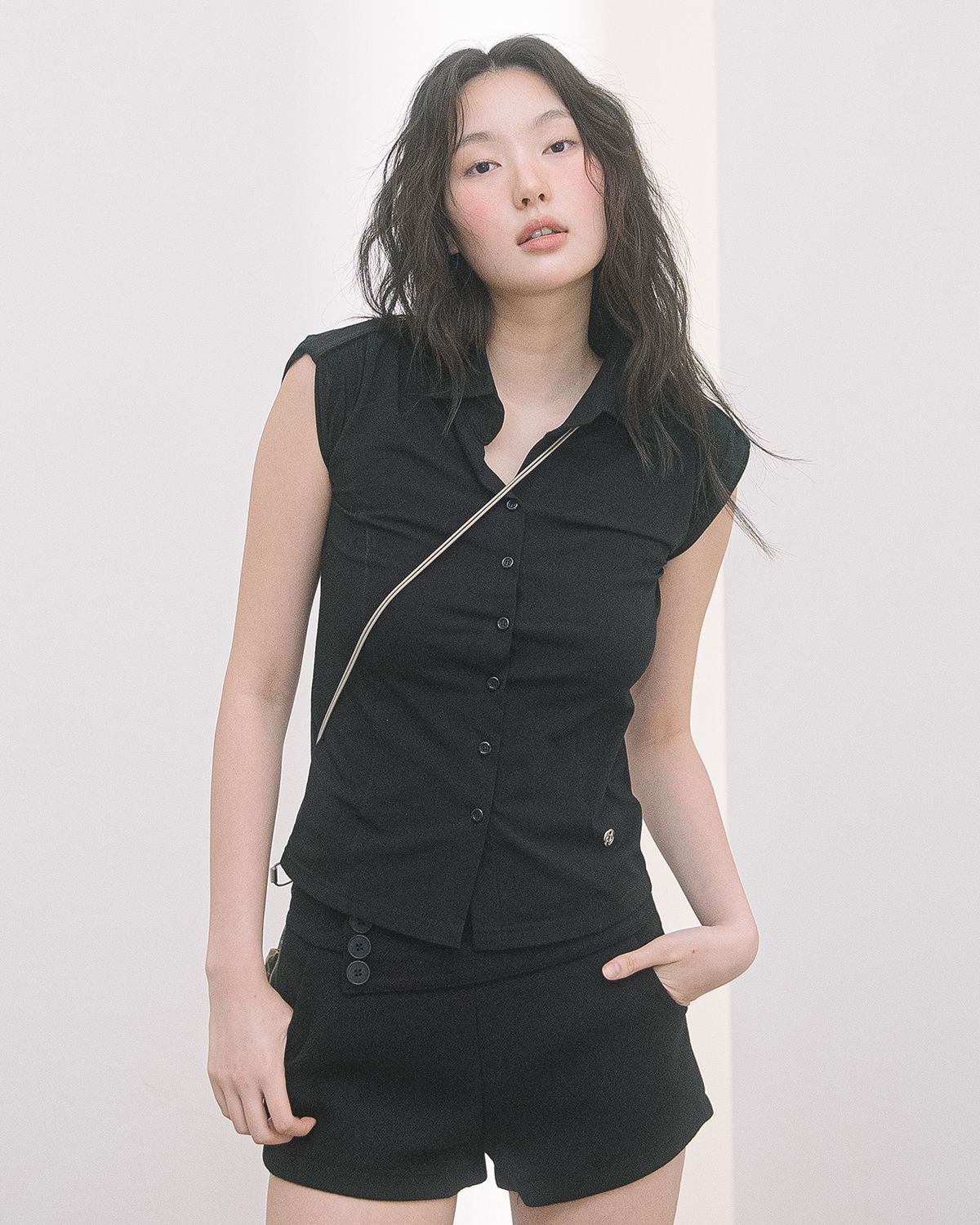 해비즘(HAVISM) 2-WAY COLLAR S/S SHIRTS(BLACK)