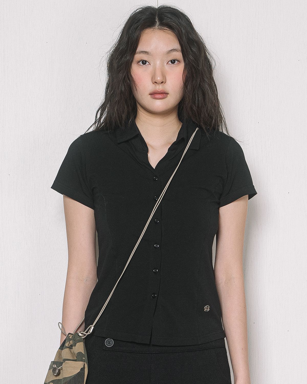 해비즘(HAVISM) 2-WAY COLLAR S/S SHIRTS(BLACK)
