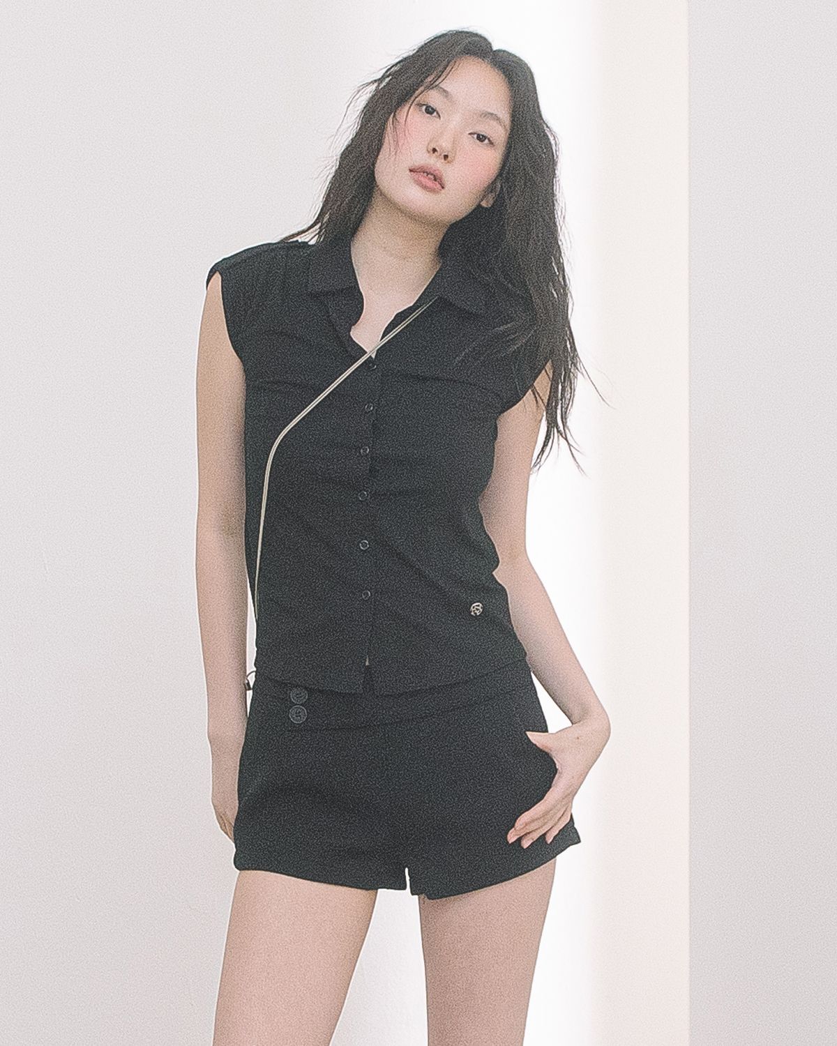 해비즘(HAVISM) 2-WAY COLLAR S/S SHIRTS(BLACK)