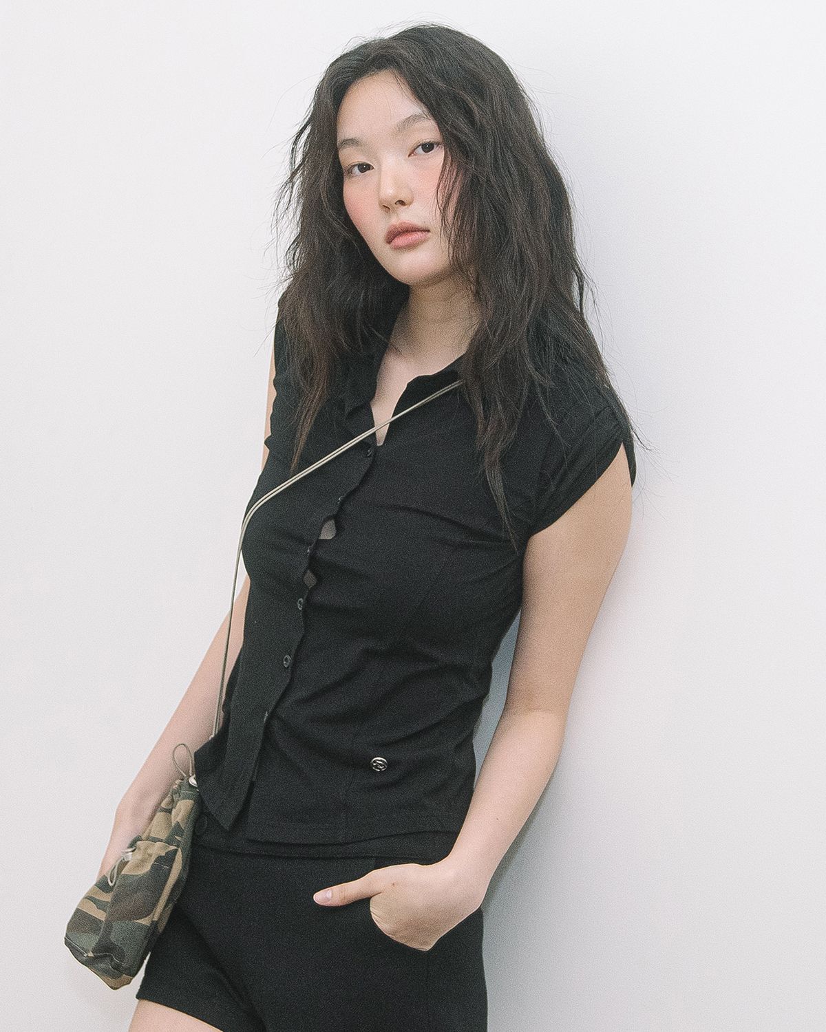 해비즘(HAVISM) 2-WAY COLLAR S/S SHIRTS(BLACK)