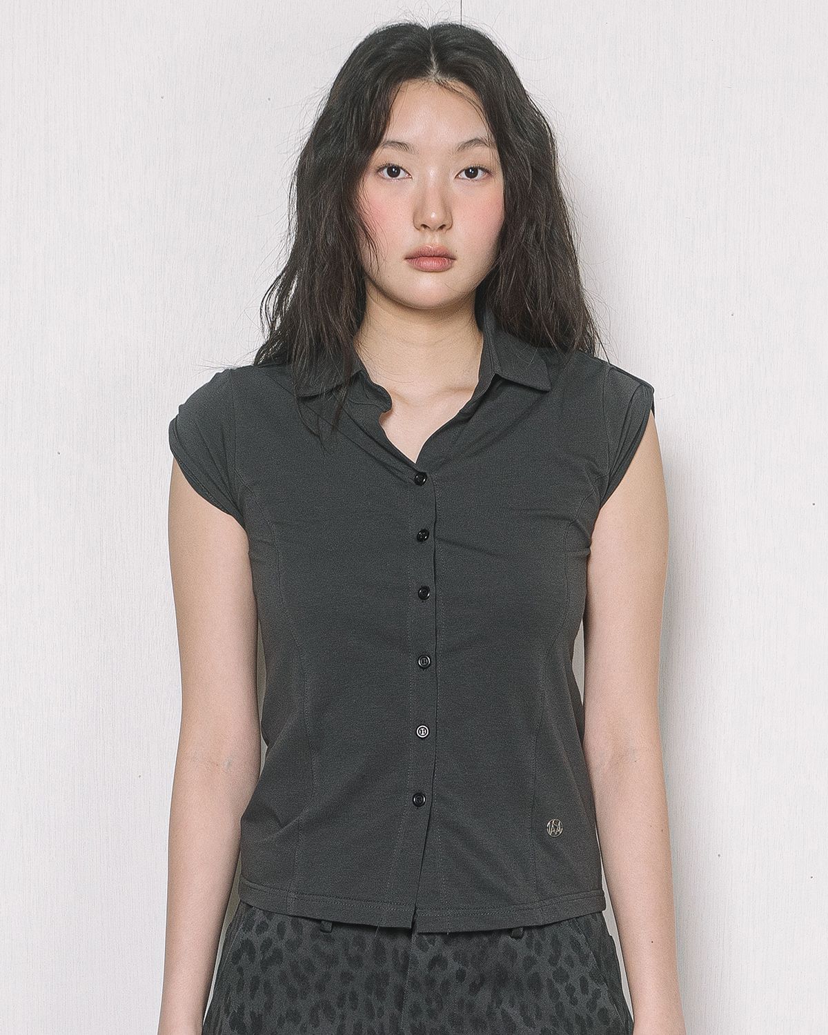 해비즘(HAVISM) 2-WAY COLLAR S/S SHIRTS(CHARCOAL)