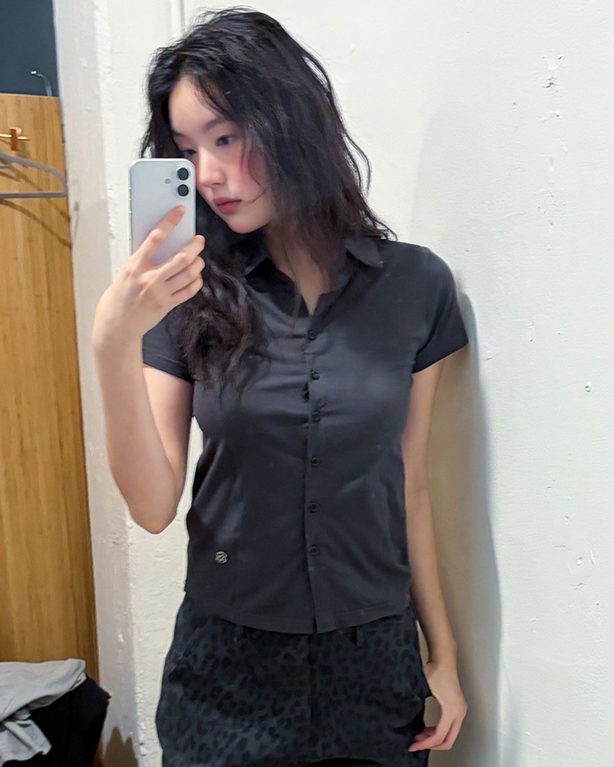해비즘(HAVISM) 2-WAY COLLAR S/S SHIRTS(CHARCOAL)