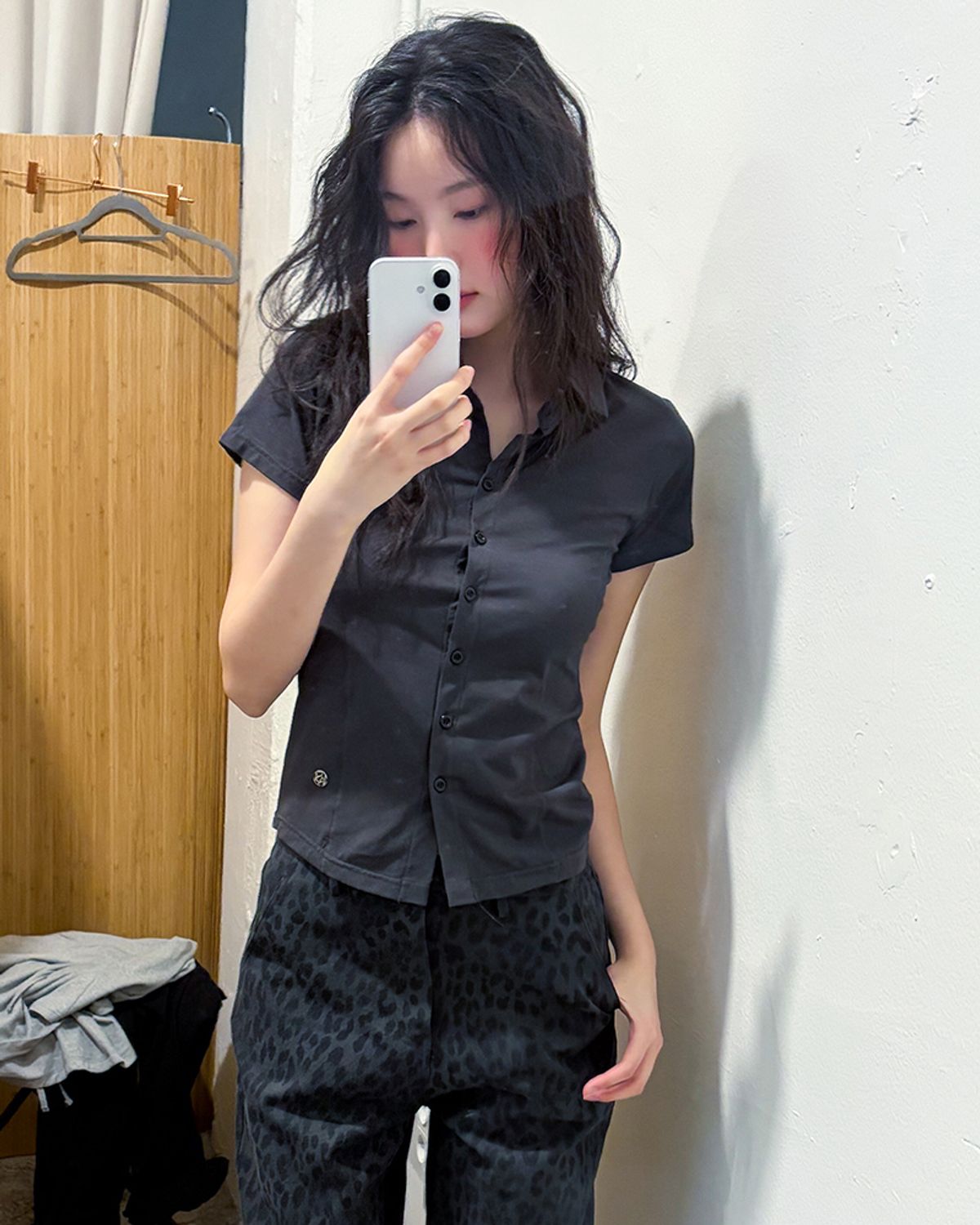해비즘(HAVISM) 2-WAY COLLAR S/S SHIRTS(CHARCOAL)