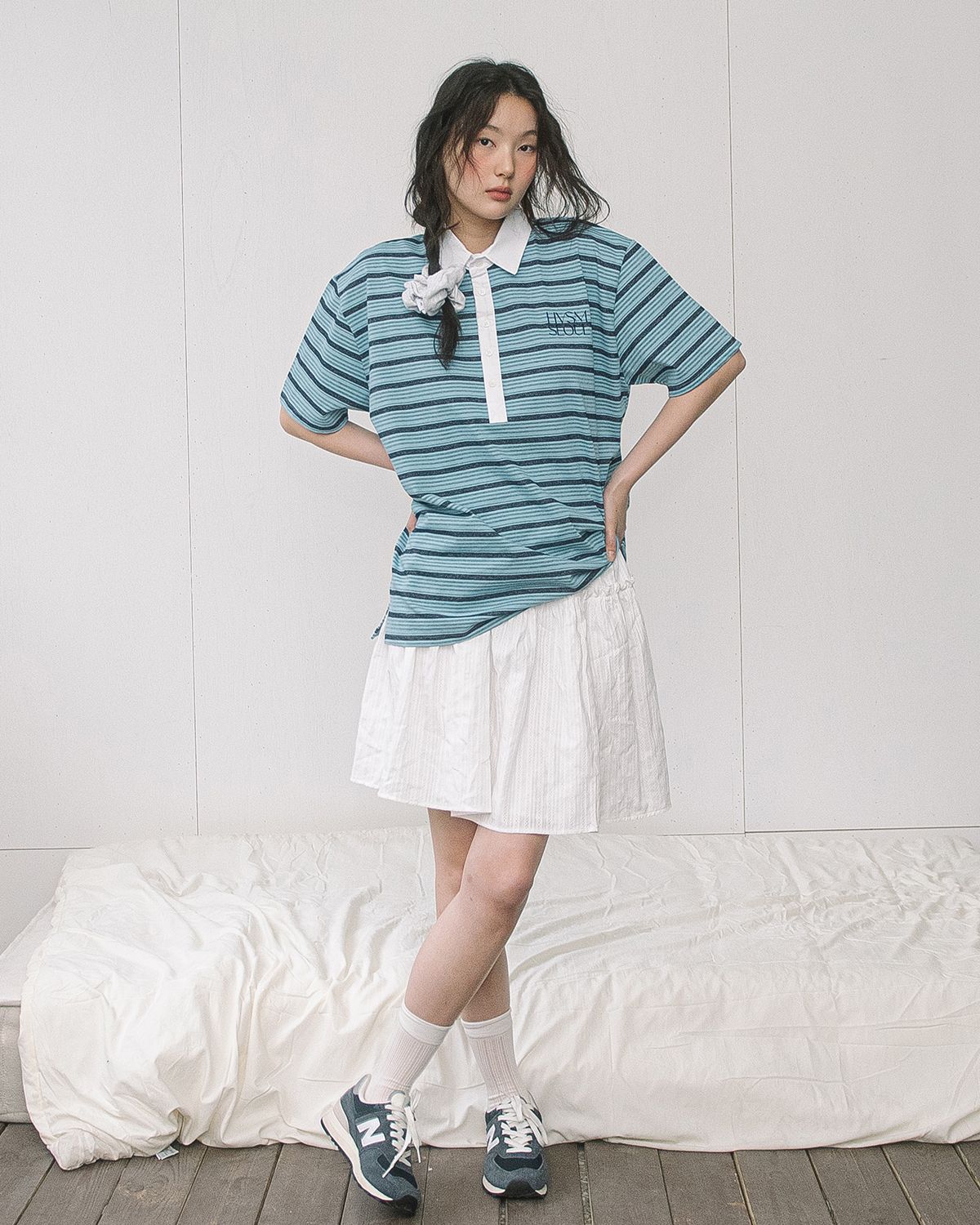 해비즘(HAVISM) OVERSIZE RUGBY S/S TEE(SKY BLUE)