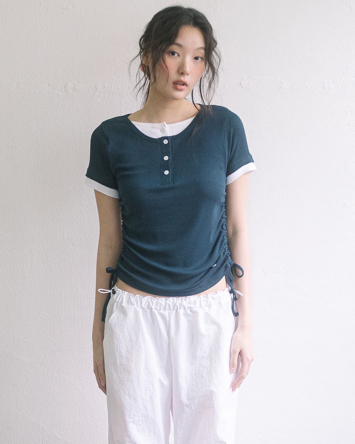 해비즘(HAVISM) DOUBLE HENLEY NECK S/S TEE(NAVY)