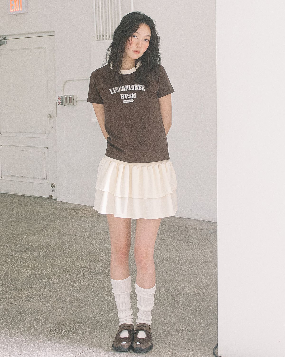 해비즘(HAVISM) LLF NECK S/S TEE(BROWN)