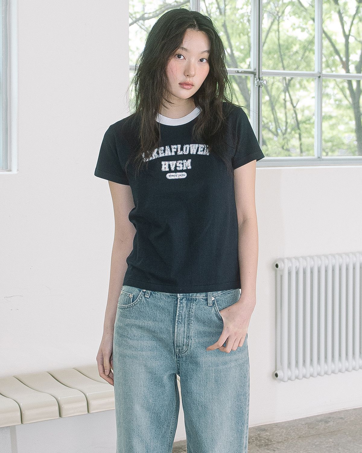 해비즘(HAVISM) LLF NECK S/S TEE(NAVY)
