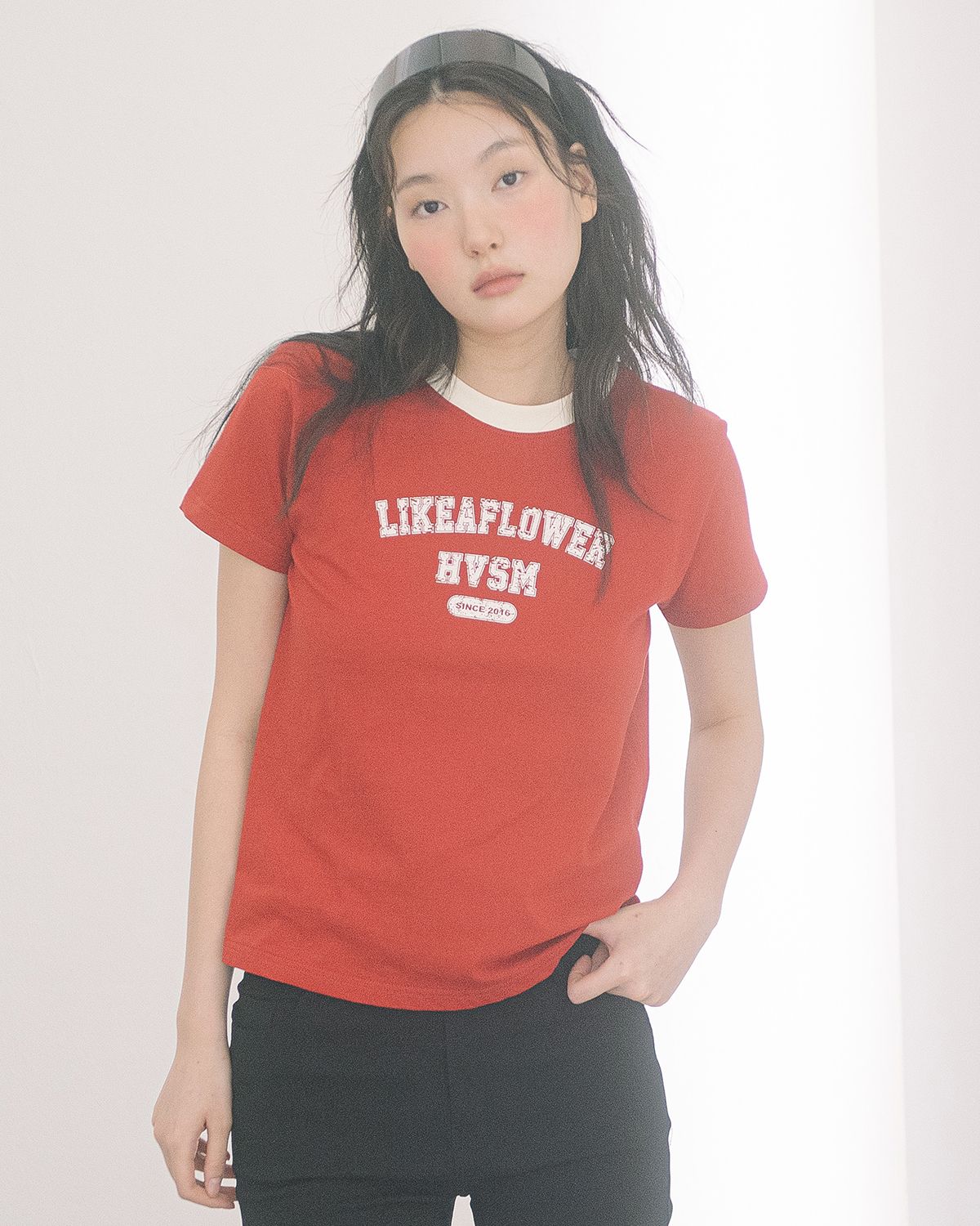 해비즘(HAVISM) LLF NECK S/S TEE(RED)