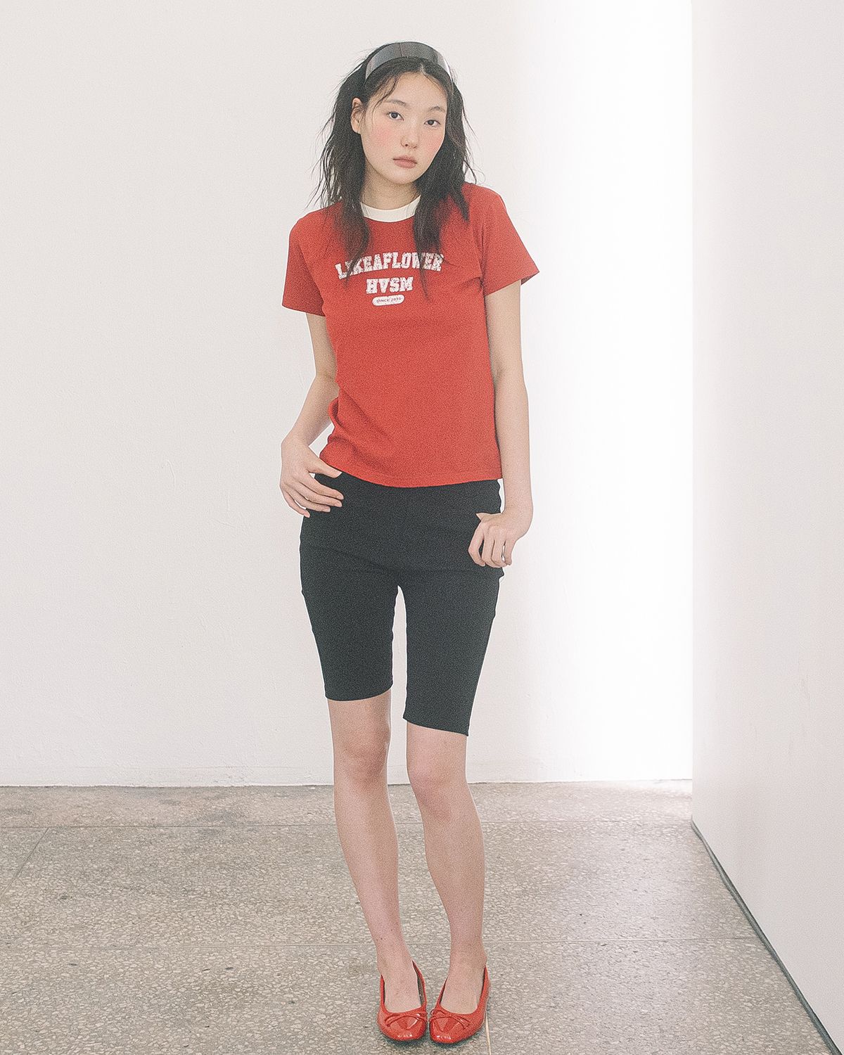 해비즘(HAVISM) LLF NECK S/S TEE(RED)