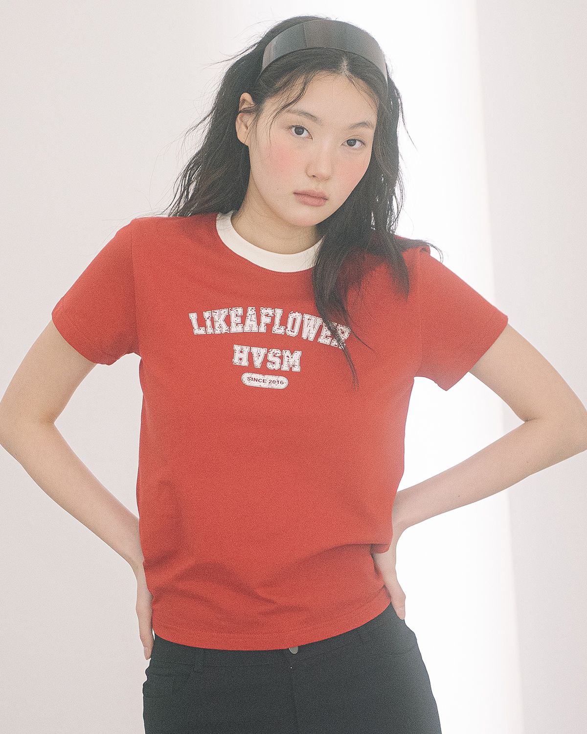 해비즘(HAVISM) LLF NECK S/S TEE(RED)