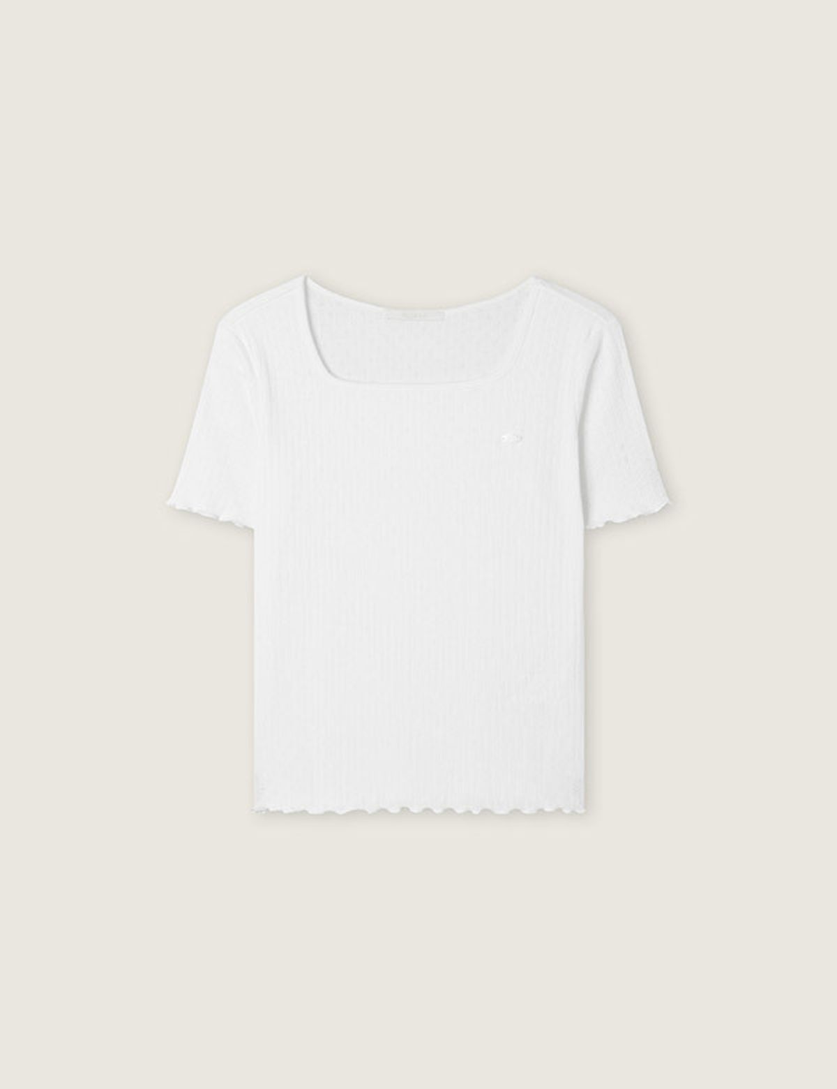 로엠(ROEM) 반팔 펀칭소재 스퀘어넥 티셔츠 RMHWG25RT6