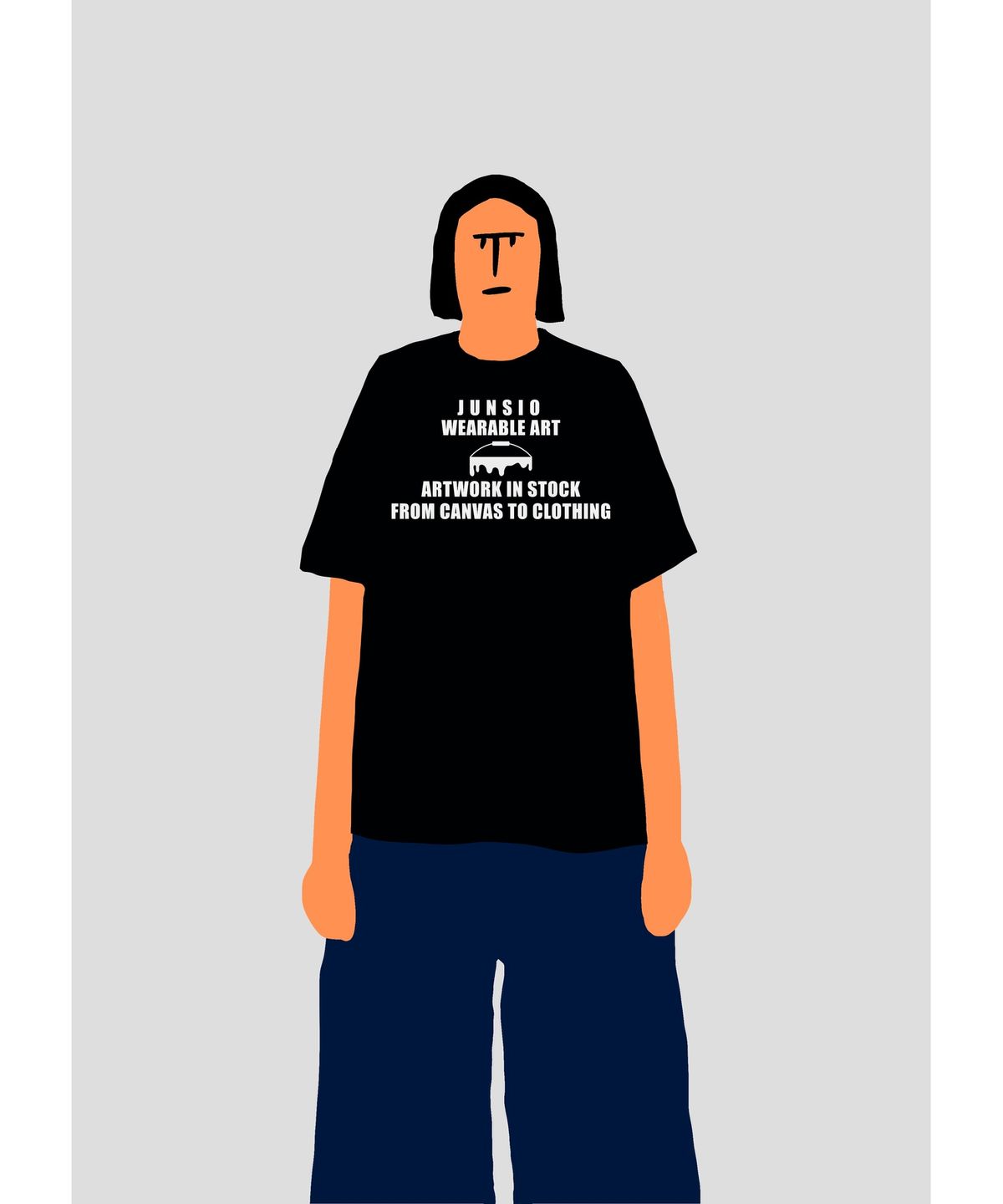 준시오(JUNSIO) BLACK WEARABLE ART T-SHIRT