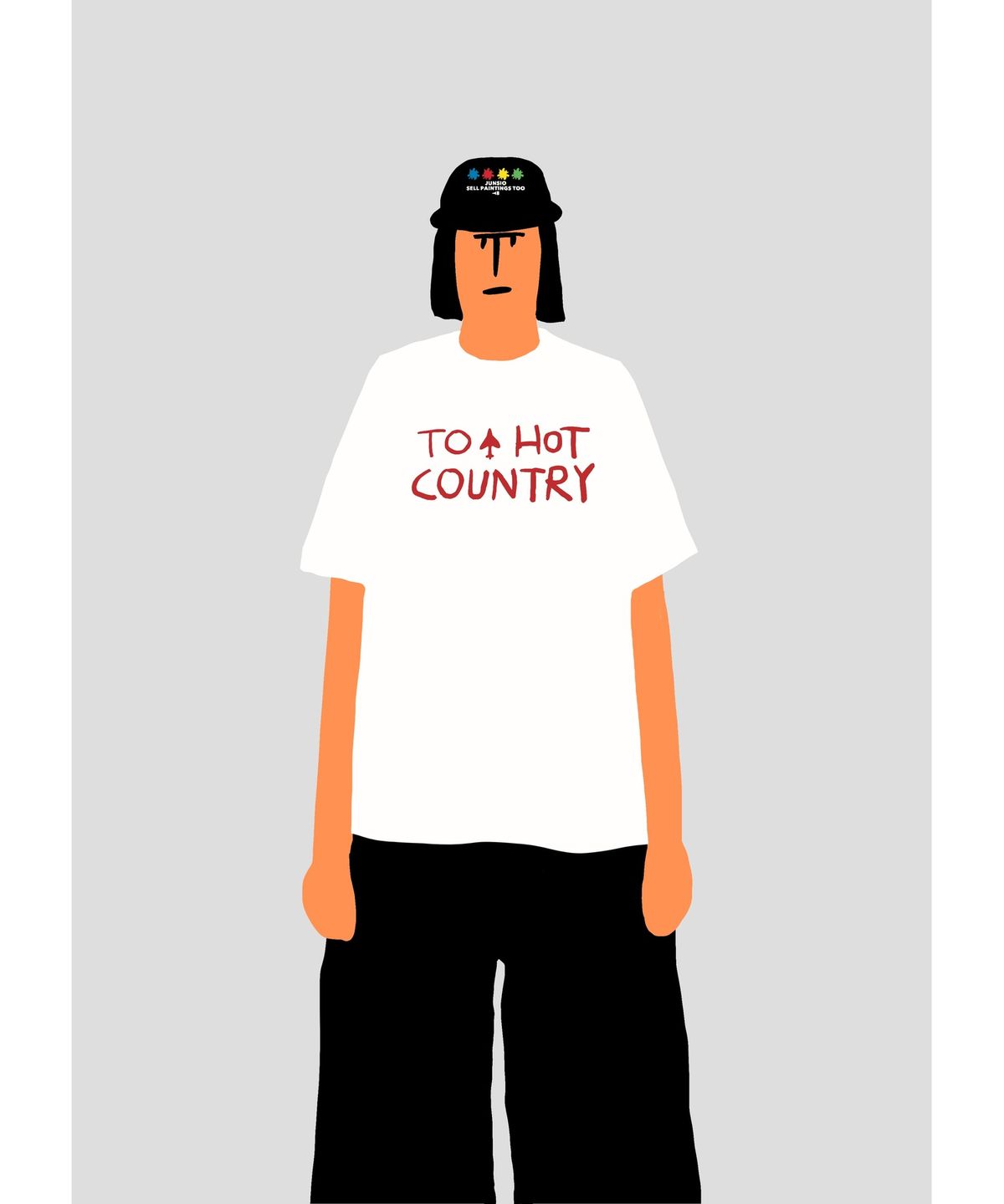 준시오(JUNSIO) WHITE TO HOT COUNTRY T-SHIRT