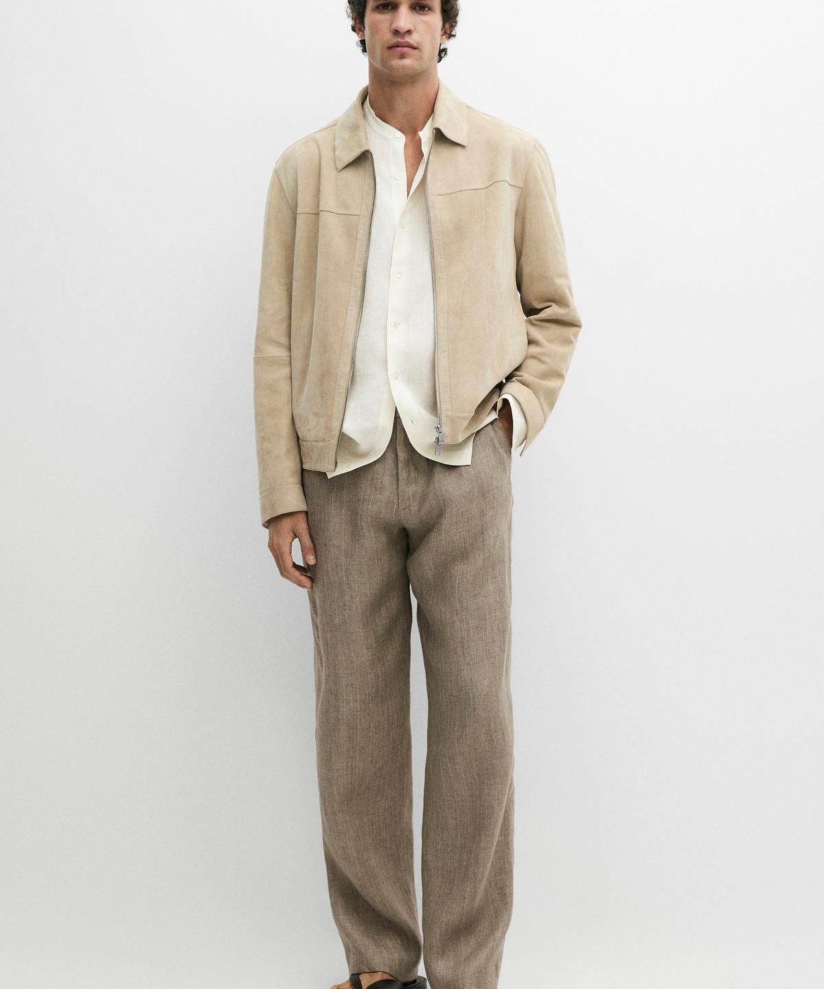 마시모두띠(MASSIMO DUTTI) 100% 리넨 스트라이프 팬츠