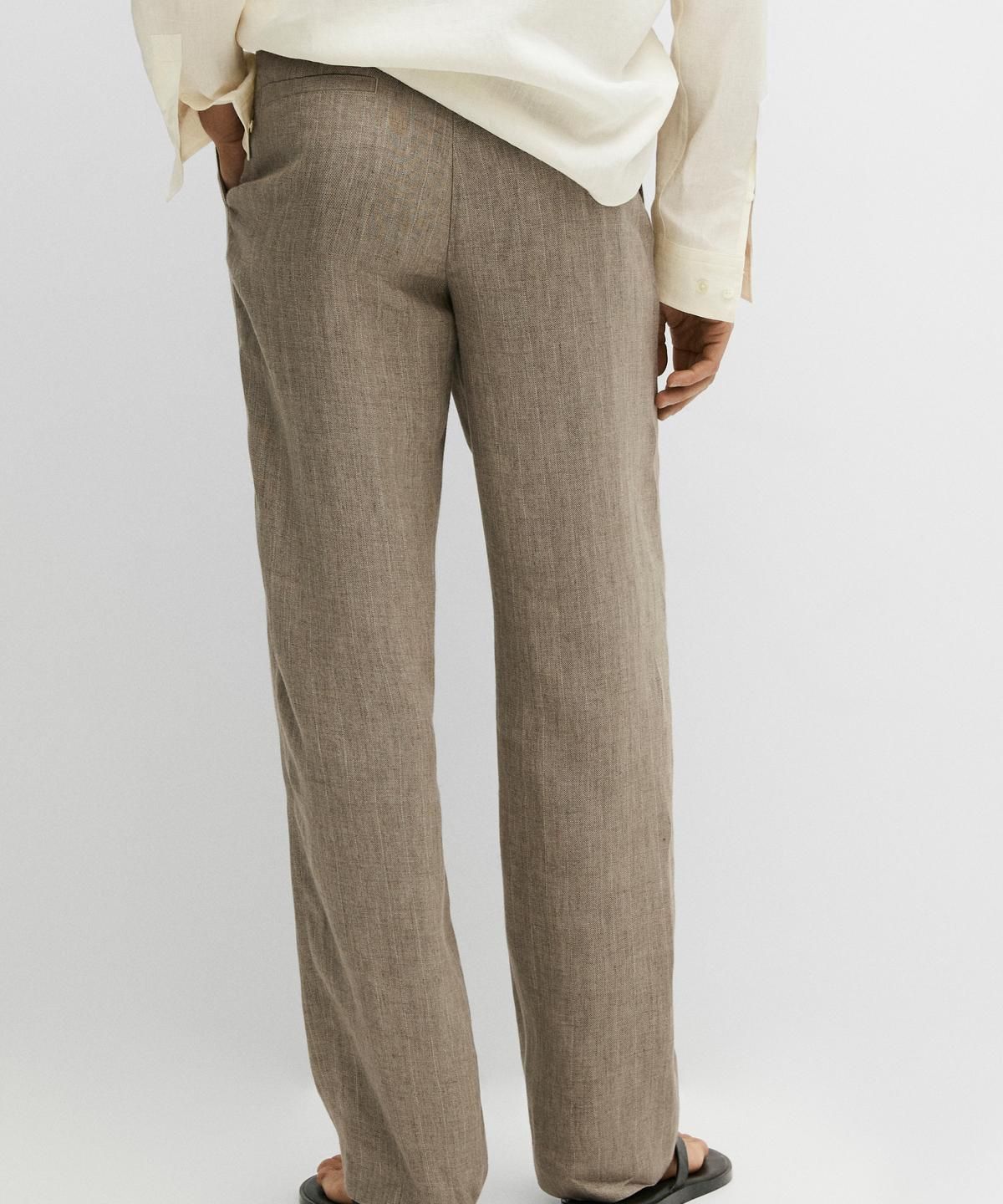 마시모두띠(MASSIMO DUTTI) 100% 리넨 스트라이프 팬츠