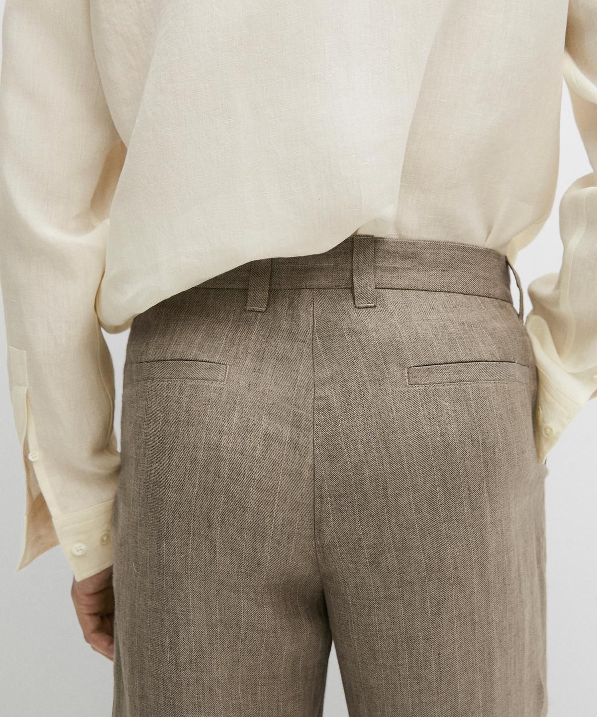 마시모두띠(MASSIMO DUTTI) 100% 리넨 스트라이프 팬츠