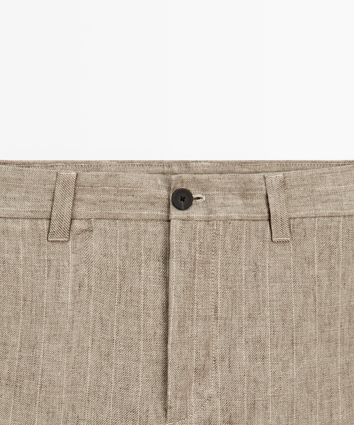 마시모두띠(MASSIMO DUTTI) 100% 리넨 스트라이프 팬츠