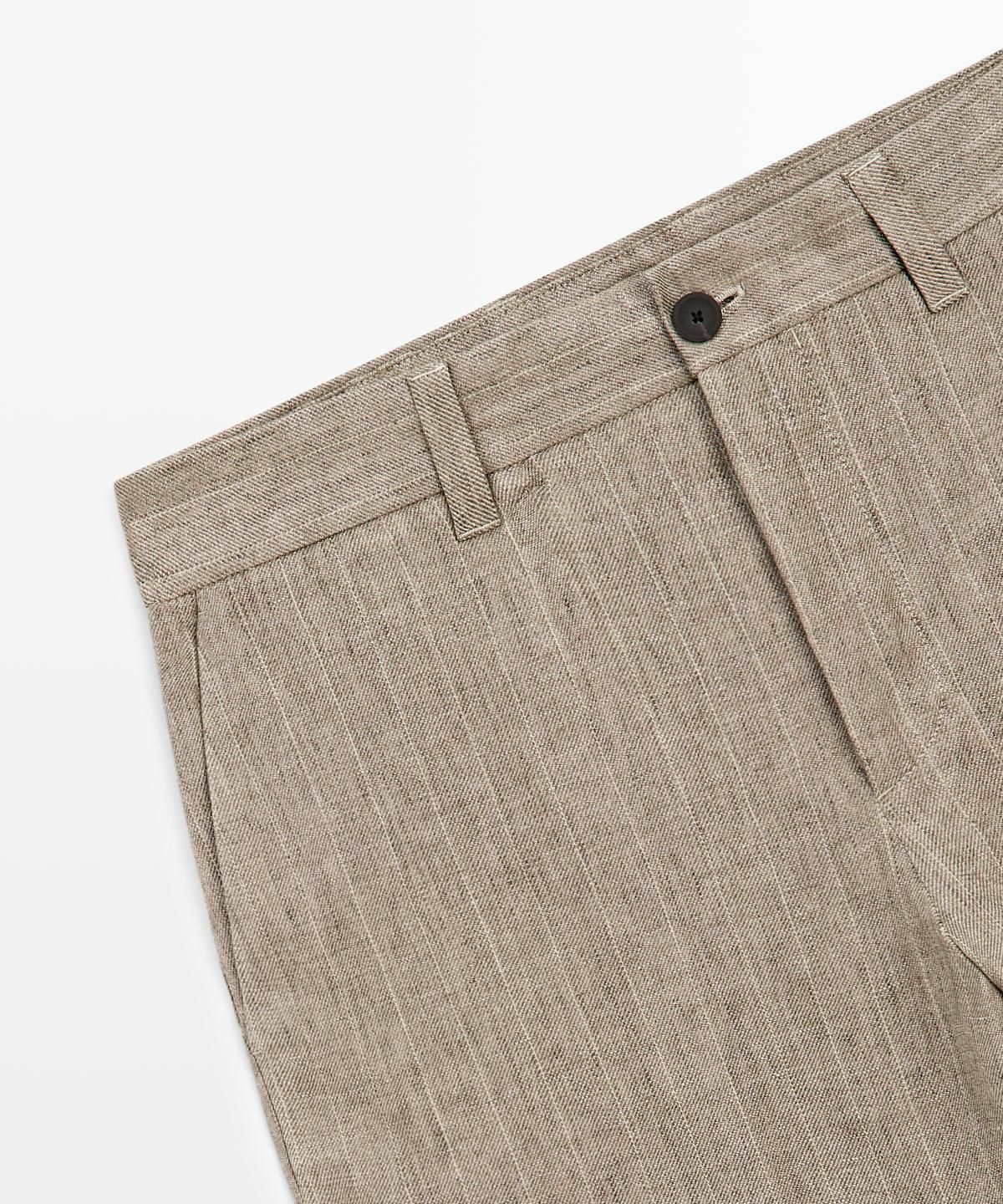 마시모두띠(MASSIMO DUTTI) 100% 리넨 스트라이프 팬츠