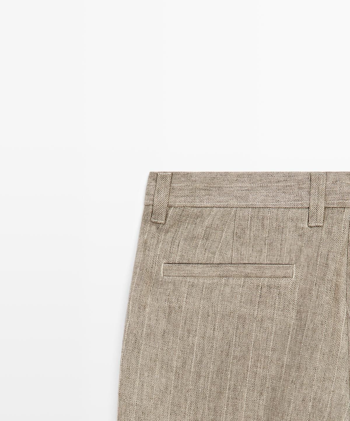 마시모두띠(MASSIMO DUTTI) 100% 리넨 스트라이프 팬츠