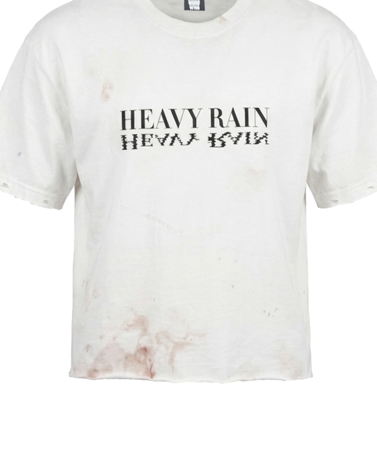 헤비레인(HEAVY RAIN) 빈티지가공 크롭 티셔츠 크림