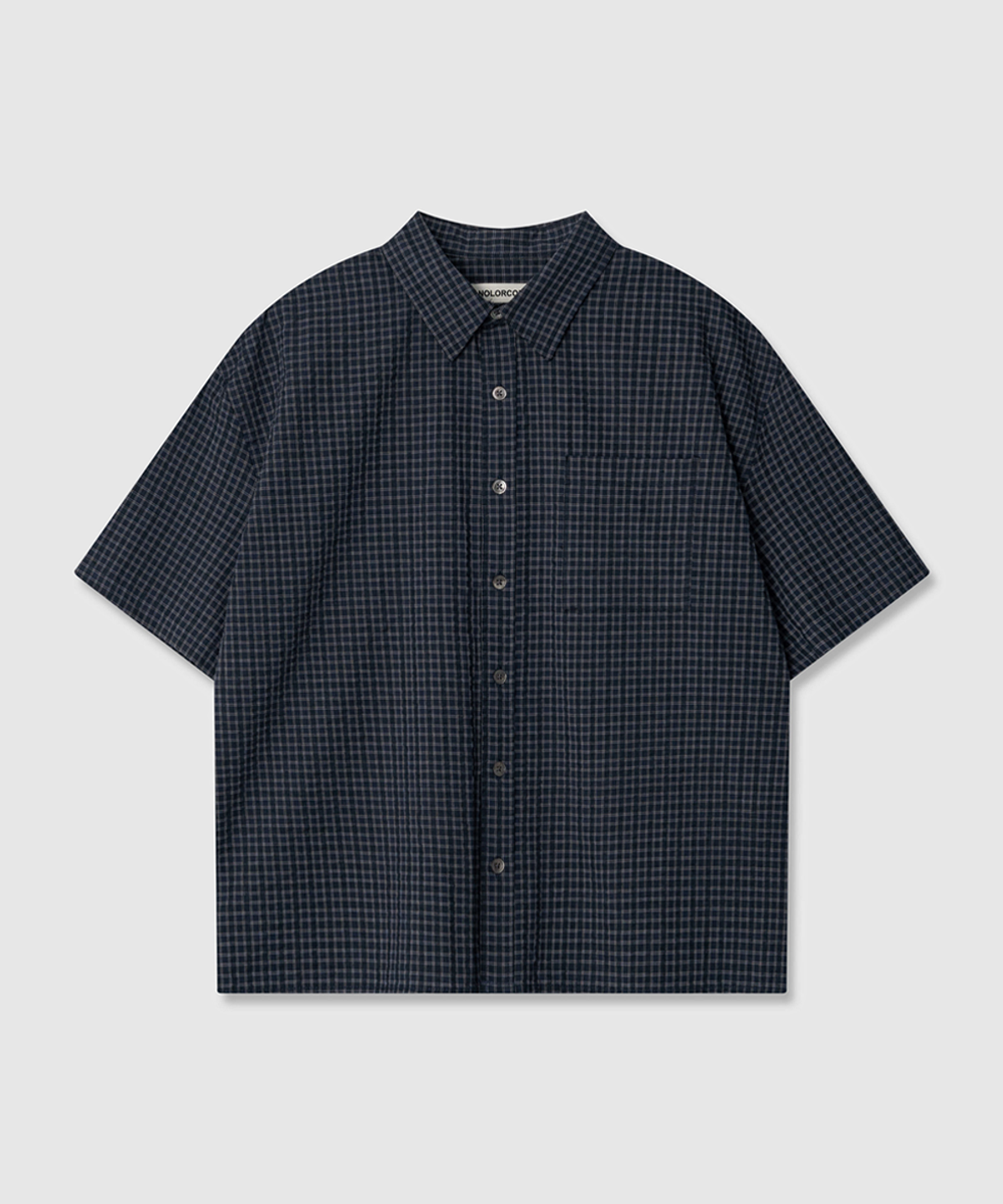 어널러코드(ANOLORCODE) 리밋 체크 크롭 반팔셔츠 (2color)