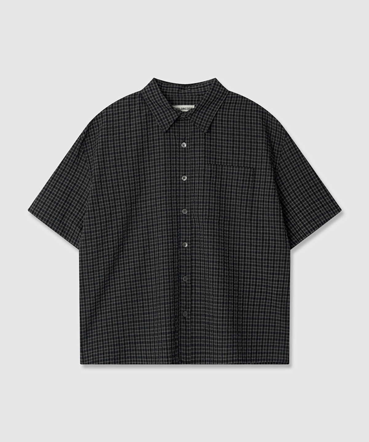 어널러코드(ANOLORCODE) 리밋 체크 크롭 반팔셔츠 (2color)