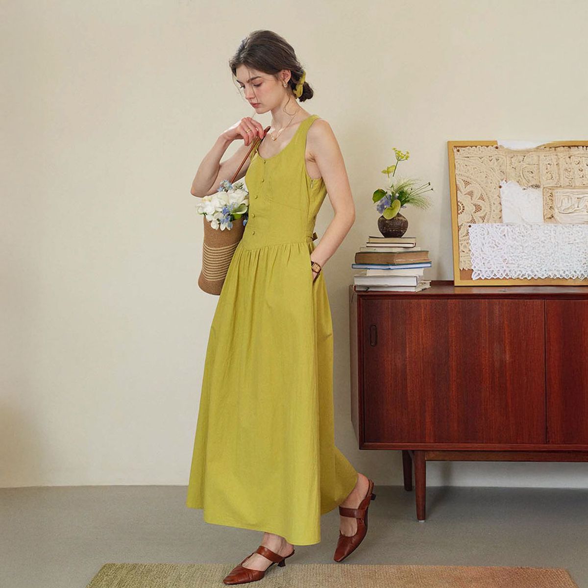 심플레트로(SIMPLE RETRO) SR_U-neck camisole dress
