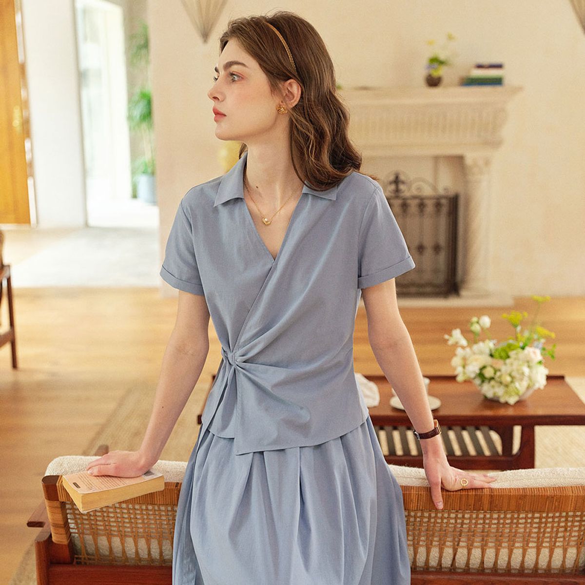 심플레트로(SIMPLE RETRO) SR_Strap waist kochi top