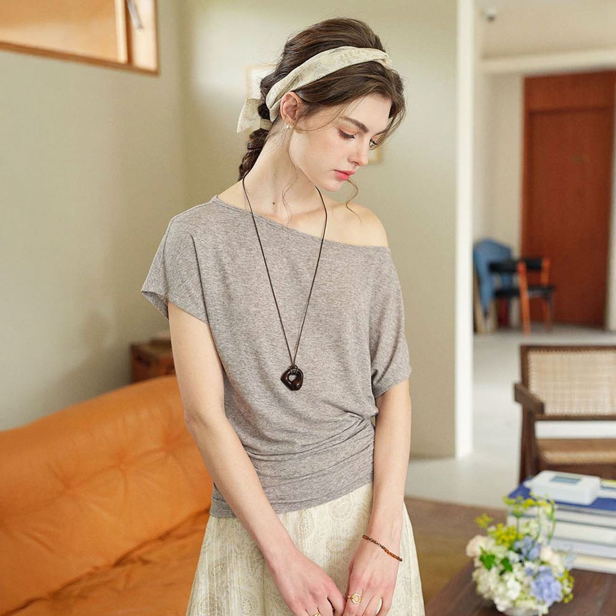 심플레트로(SIMPLE RETRO) SR_Collar two waist top_2color